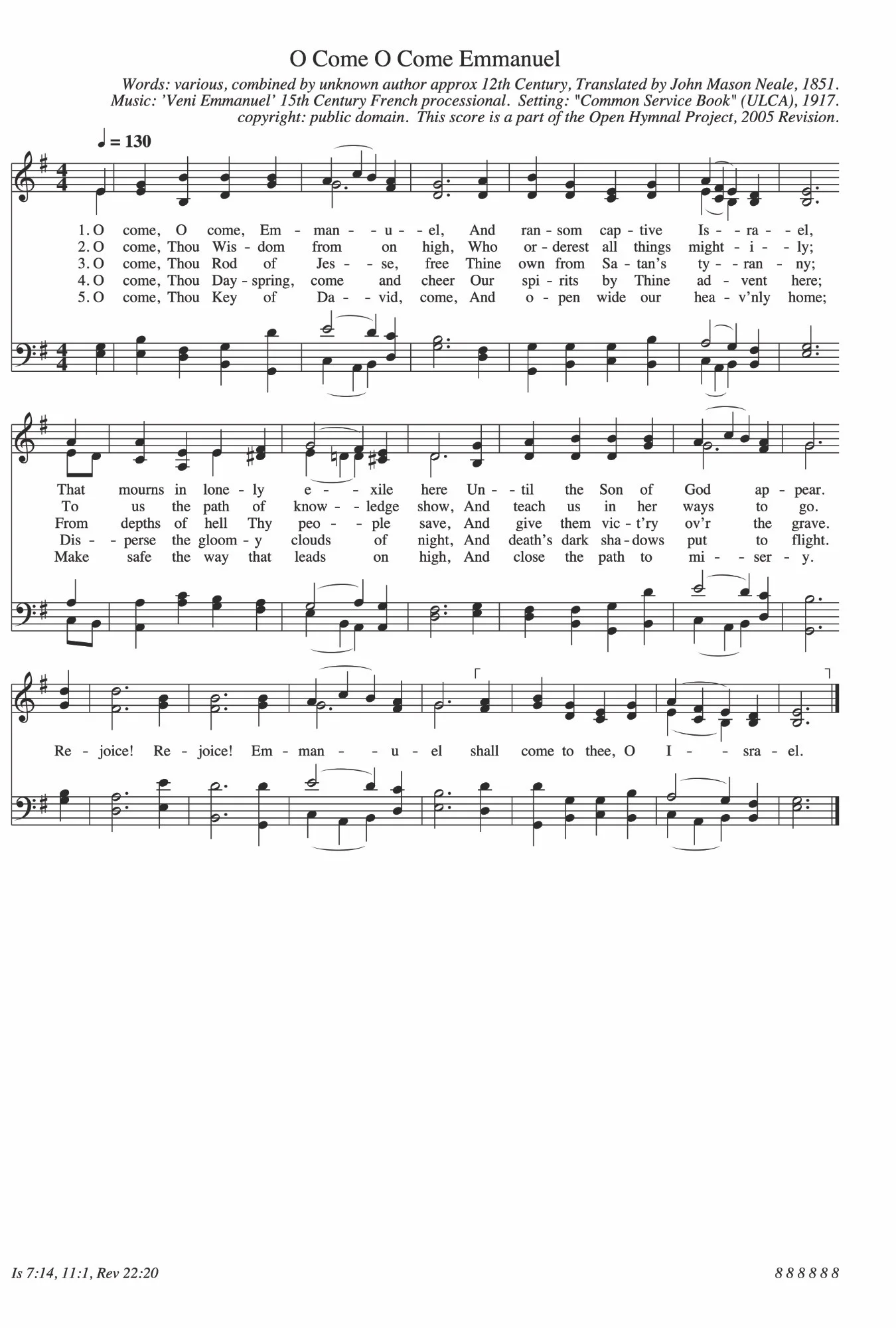 Hymn-O Come O Come Emmanuel